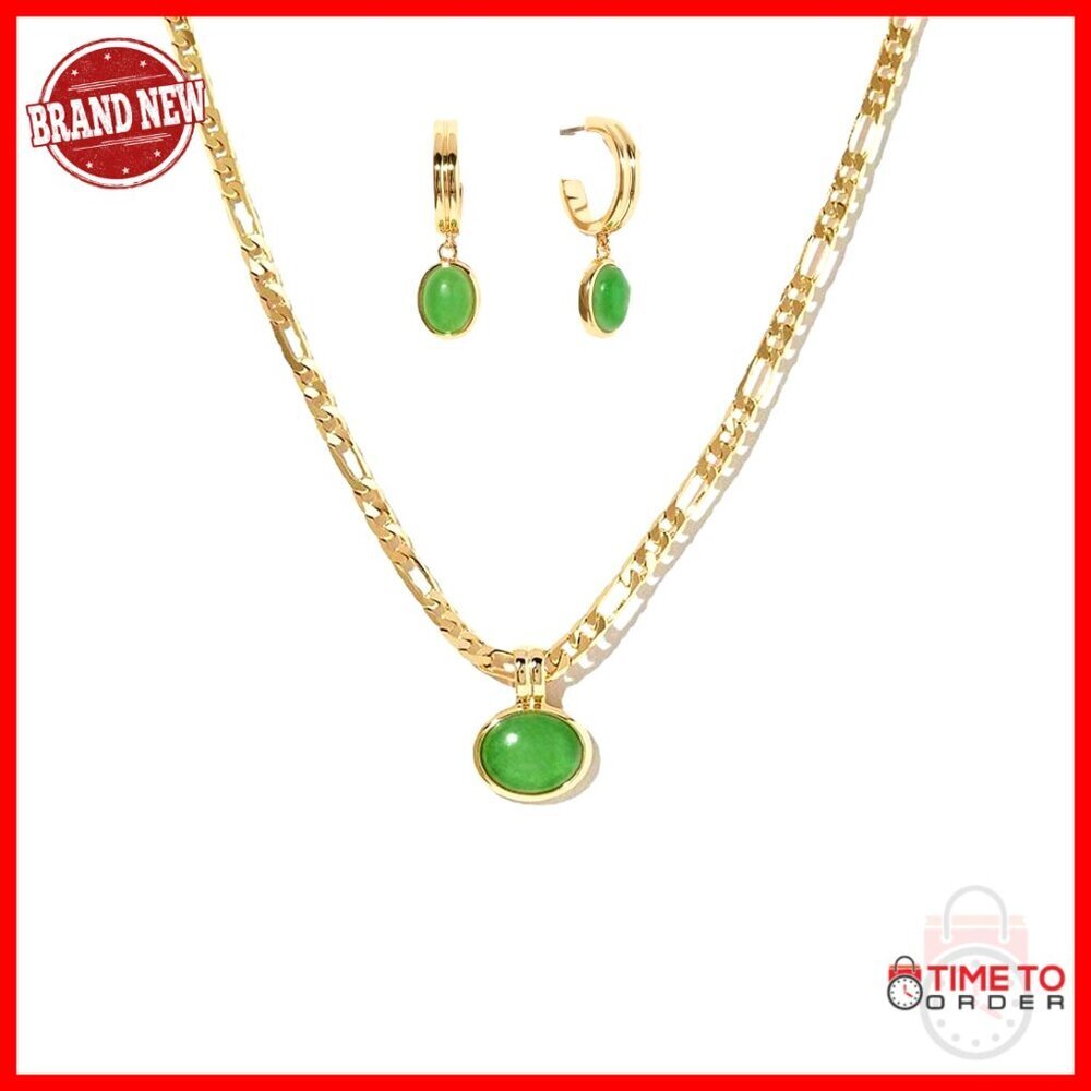 Dainty Green Aventurine Pendant Necklace with 18K Gold Plated Chain